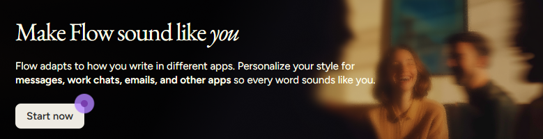 Wispr Flow — écran de démarrage après installation